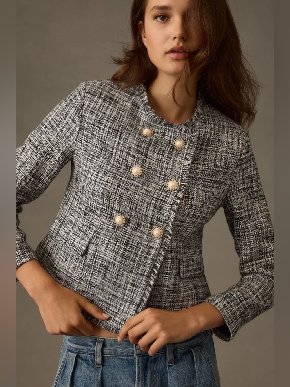 Anthropologie Maeve Double Breasted Tweed Jacket - Picture 1 of 12